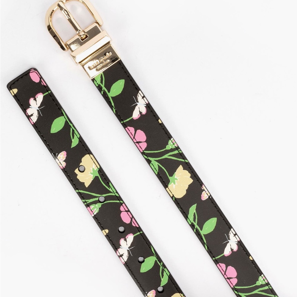 Kate Spade Reversible Belt Size Small in Black Floral Print NWT - Picture 5 of 6